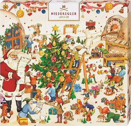Продуктови Категории Шоколади Niederegger Коледен календар с 24 шоколадови изкушения от черен шоколад 168 гр 